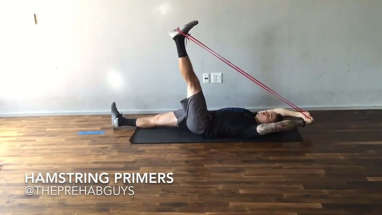 Dynamic Hamstring WarmUp With Supine Band Assisted SLR and Hip Hinge
