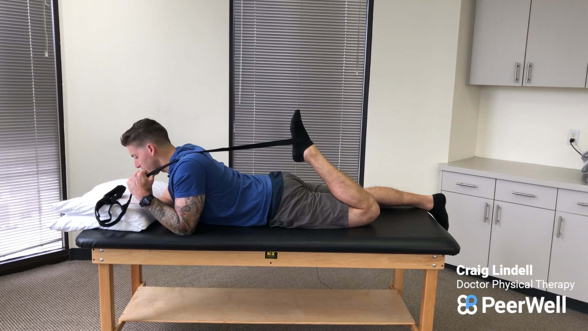 Prone Quadriceps Stretch With Assistance - [P]rehab