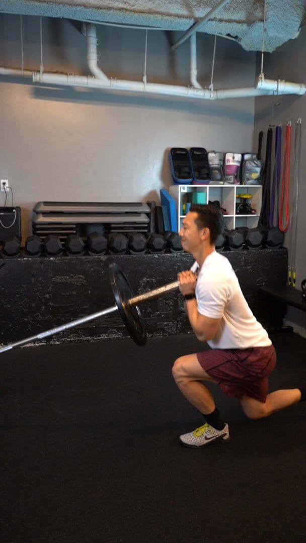 Posterior Lunge to Shoulder Press - Landmine - [P]rehab