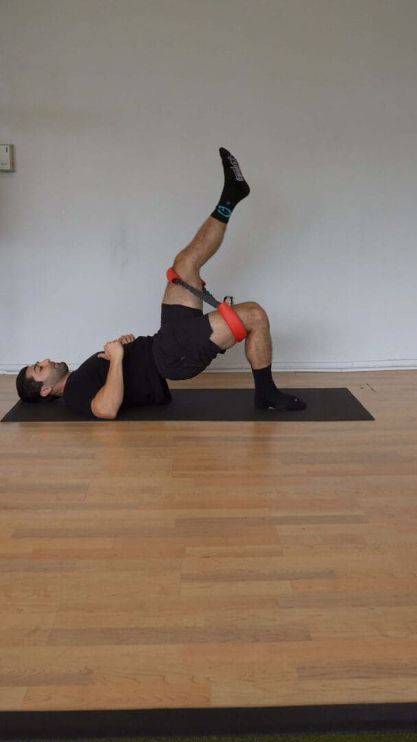 Straight Leg Raise - Single Leg Bridge Position, Band - [P]rehab