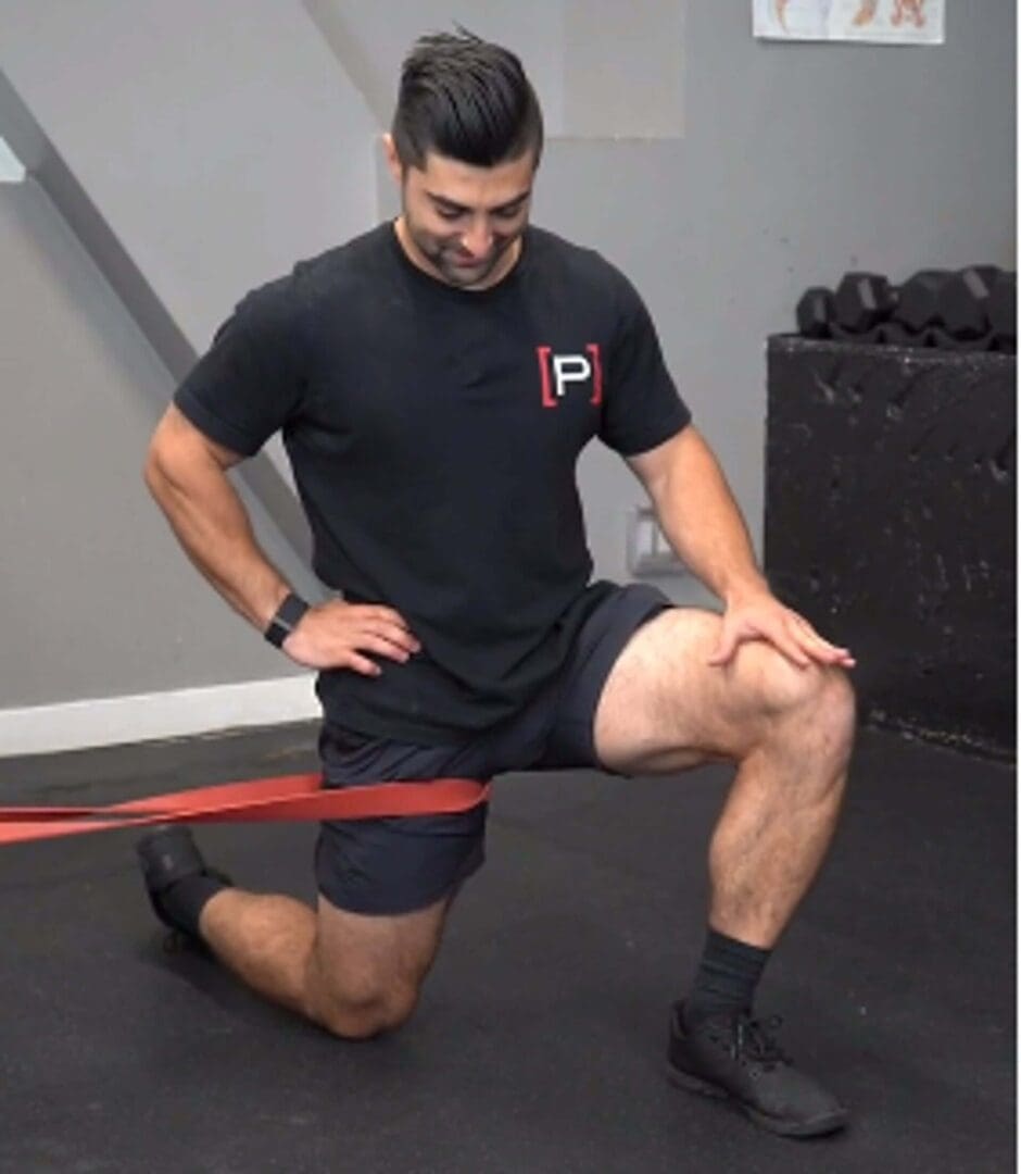 Half Kneeling Lateral Hip Mobilization - Band - [P]rehab