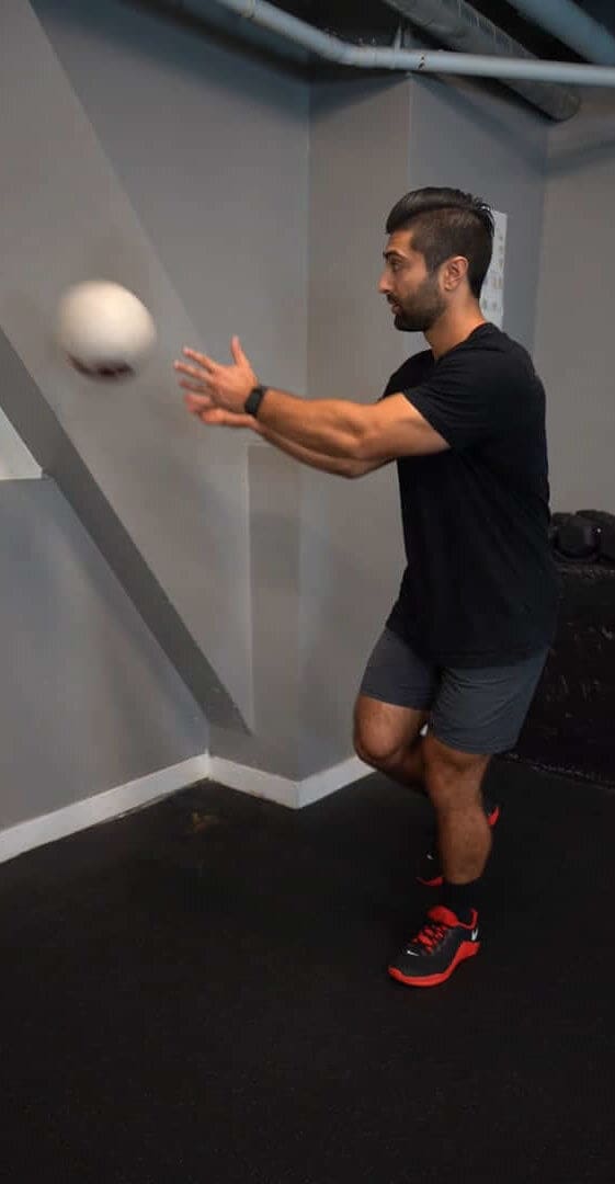 Single Leg Balance Ball Toss Medial [P]rehab