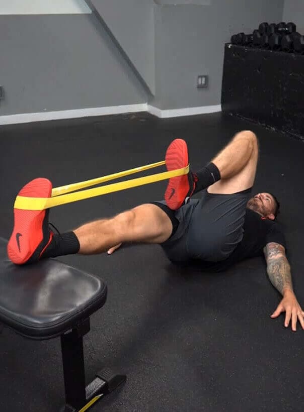 Psoas March Feet Elevated, Alternating, Band [P]rehab