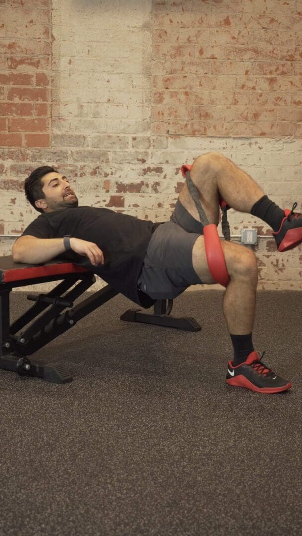 Single Leg Hip Thrust Pulse, Band Around Knees [P]rehab