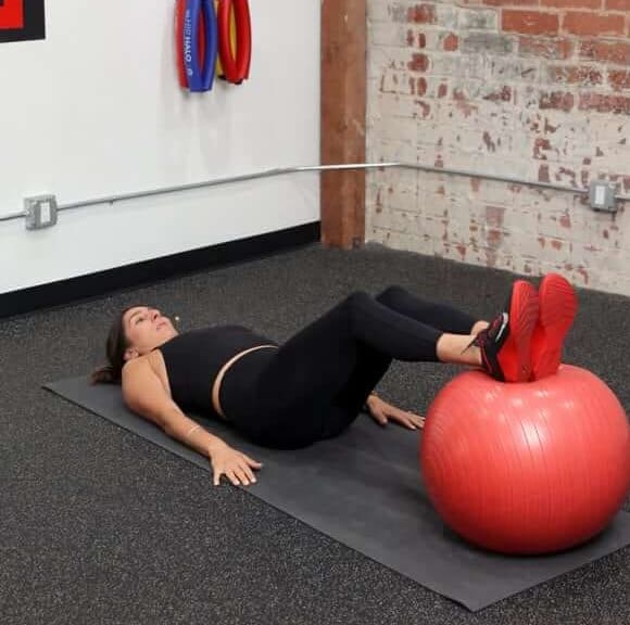 Double Knee to Chest - Swiss Ball - [P]rehab